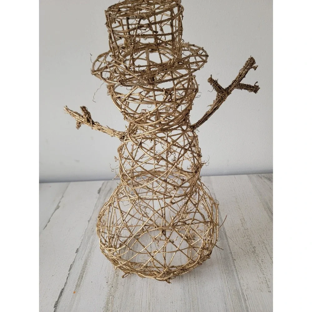 Golden‎ glitter snowman unique Xmas tabletop home decor figure